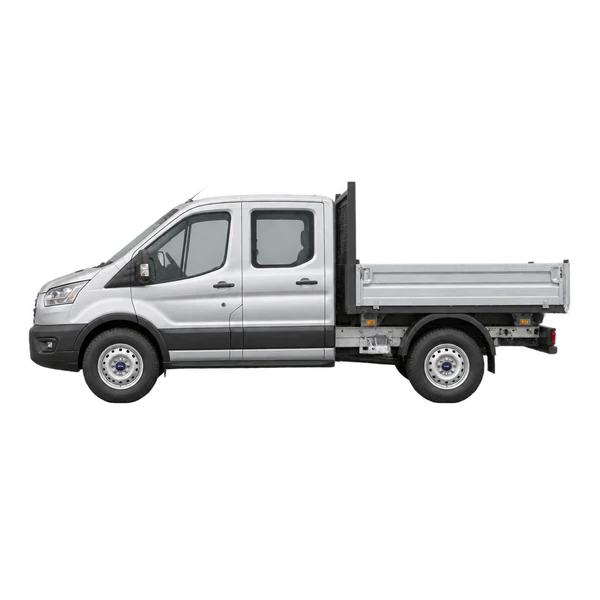 Ford E-Transit Kipper 2023 prata, vista lateral (voltada para a esquerda)