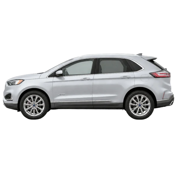 silver 2019 Ford Edge Vignale side (facing left) view