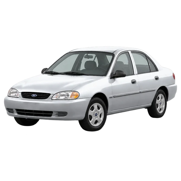 Ford Escort 2001 en plateado, vista frontal tres cuartos (hacia la izquierda)