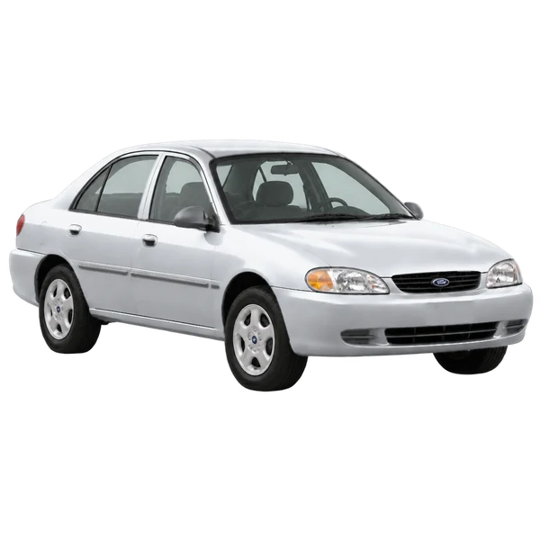 Ford Escort 2001 prata, vista três quartos dianteiro (voltado para a direita)