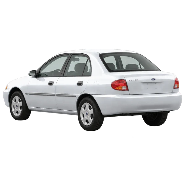 Ford Escort 2001 prata, vista três quartos traseira (voltada para a esquerda)