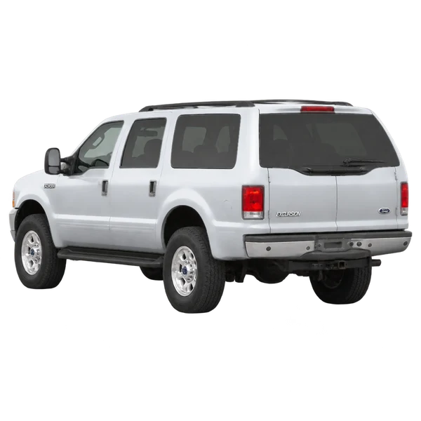 2004 Ford Excursion in Silber, Ansicht: Dreiviertelansicht von hinten (nach links gerichtet)