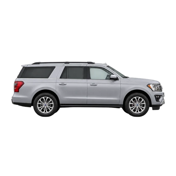 Ford Expedition MAX 2024 en plateado, vista lateral (hacia la derecha)