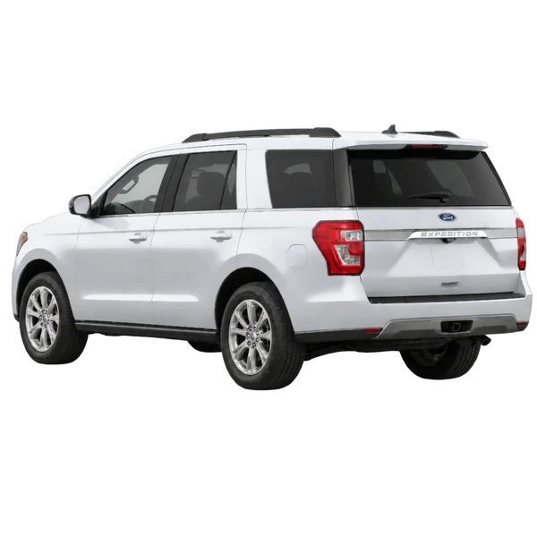 シルバーの2021 Ford Expedition（リア斜め（左向き）ビュー）