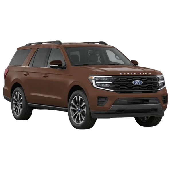 Ford Expedition 2027 باللون بني، منظر منظر أمامي بزاوية ثلاثة أرباع (متجه لليسار)