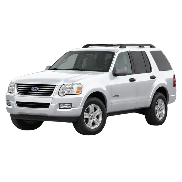 Ford Explorer 2006 en plateado, vista frontal tres cuartos (hacia la izquierda)