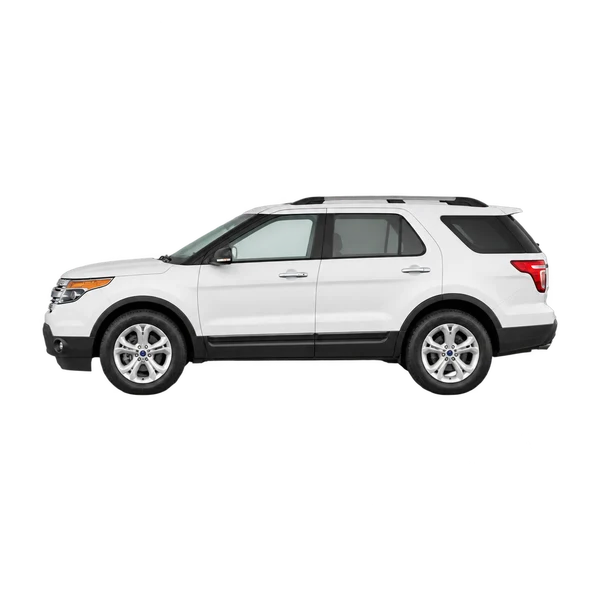 Ford Explorer 2015 باللون أبيض، منظر جانبي (متجه إلى اليسار)