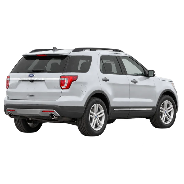 Ford Explorer 2018 prata, vista traseira três quartos (voltada para a direita)