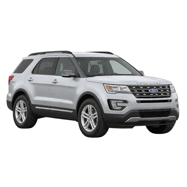 Ford Explorer 2019 باللون فضي، منظر زاوية ثلاثة أرباع أمامية (باتجاه اليمين)