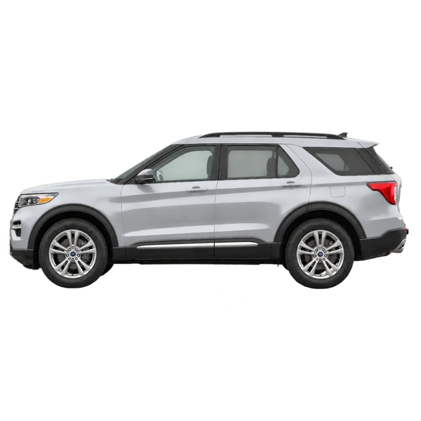 シルバーの2023 Ford Explorer（側面（左向き）ビュー）