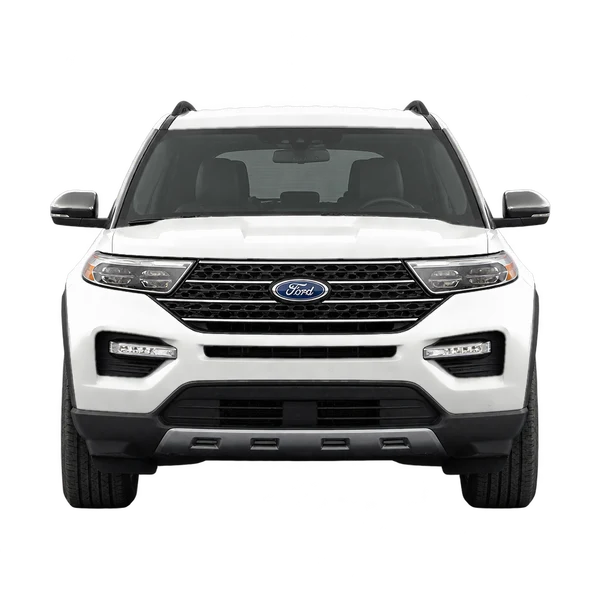 ホワイトの2023 Ford Explorer（正面ビュー）