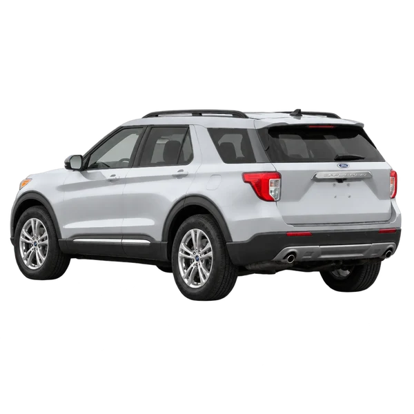 Ford Explorer 2026 en plateado, vista tres cuartos trasero (mirando a la izquierda)
