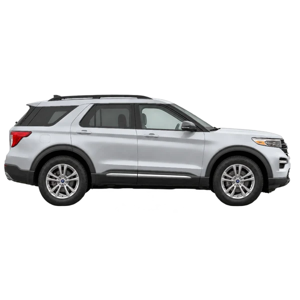 Ford Explorer 2026 en plateado, vista lateral (hacia la derecha)