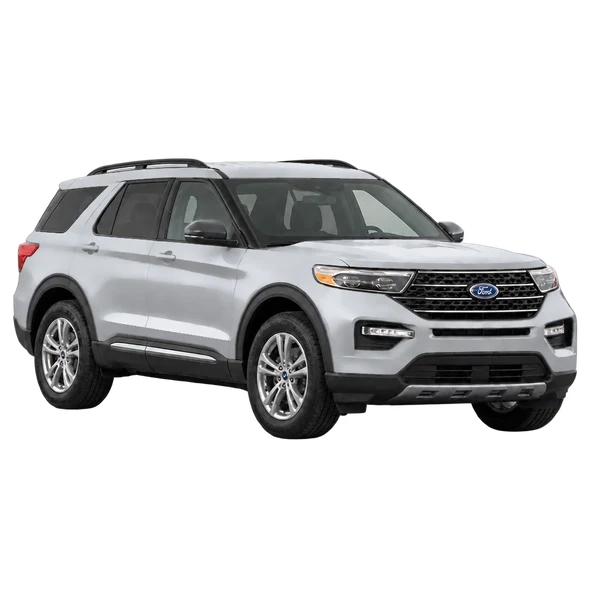 Ford Explorer 2027 باللون فضي، منظر زاوية ثلاثة أرباع أمامية (باتجاه اليمين)