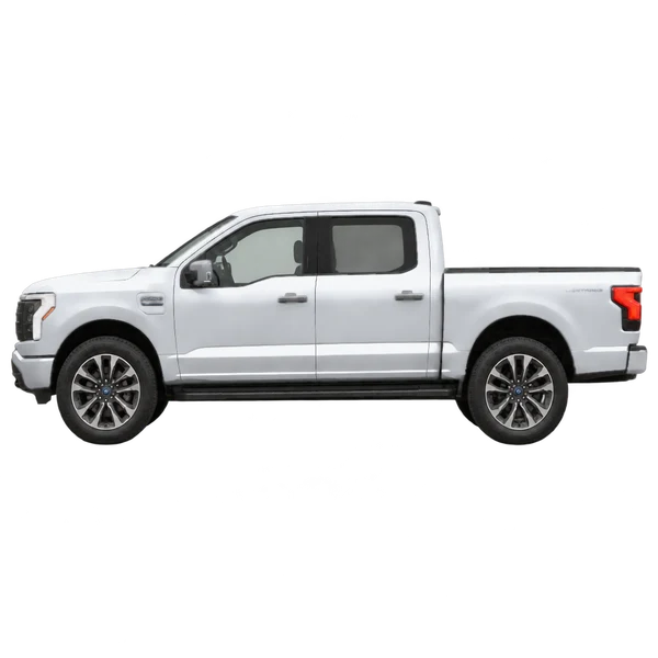 Ford F-150 Lightning 2022 prata, vista lateral (voltada para a esquerda)
