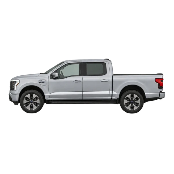 Ford F-150 Lightning 2023 prata, vista lateral (voltada para a esquerda)