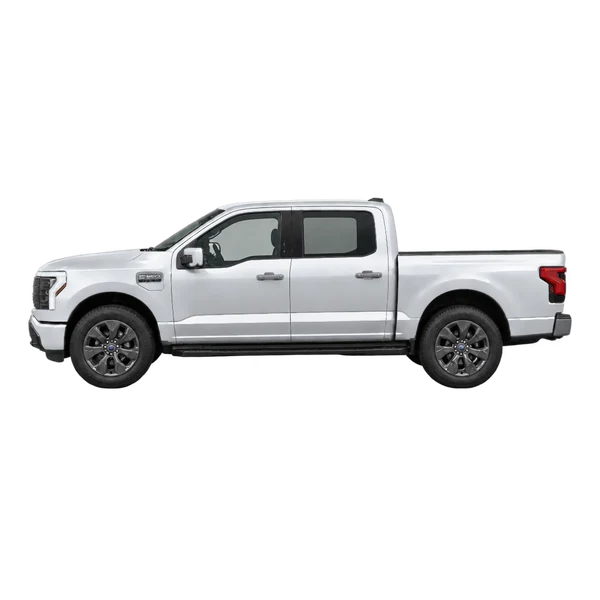 Ford F-150 Lightning 2024 prata, vista lateral (voltada para a esquerda)