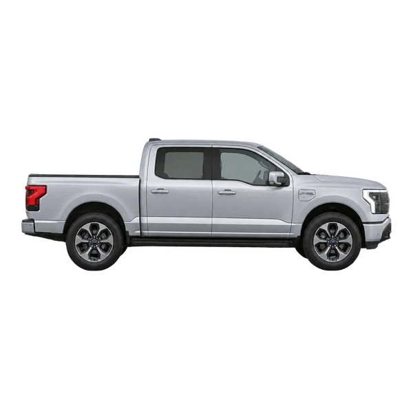 Ford F-150 Lightning 2024 prata, vista lateral (voltada para a direita)