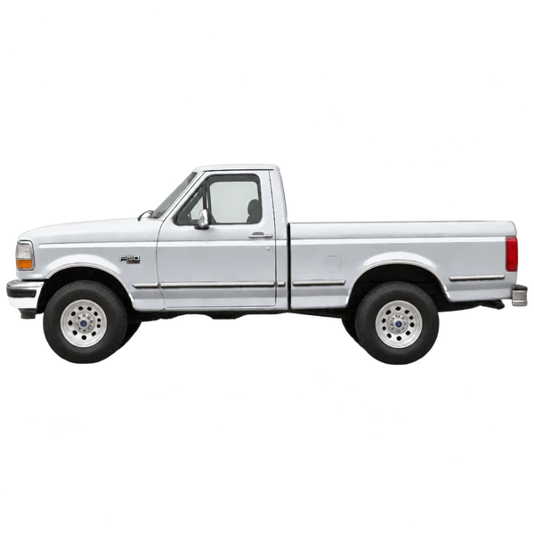 Ford F-150 1996 prata, vista lateral (voltada para a esquerda)