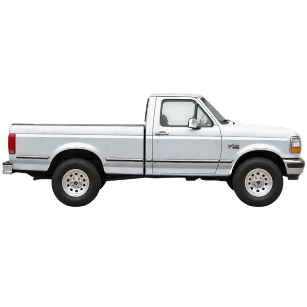 Ford F-150 1996 prata, vista lateral (voltada para a direita)