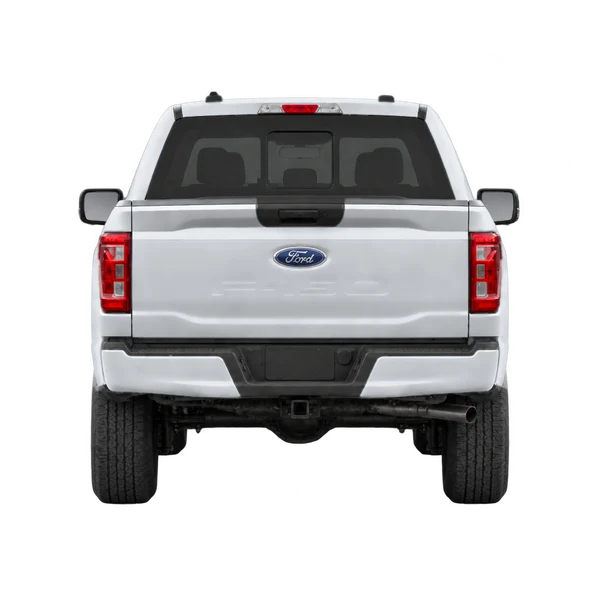 Ford F-150 2027 باللون فضي، منظر من الخلف