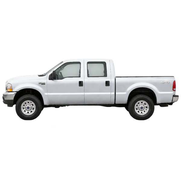 Ford F-250 2006 en plateado, vista lateral (mirando a la izquierda)