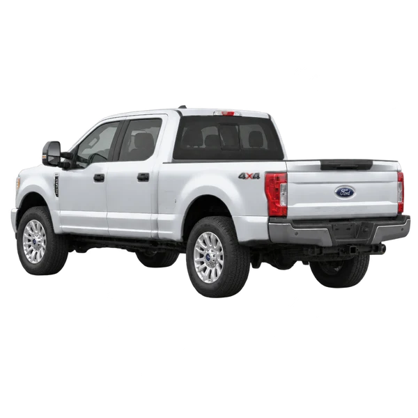 Ford F-250 2021 en plateado, vista tres cuartos trasero (mirando a la izquierda)