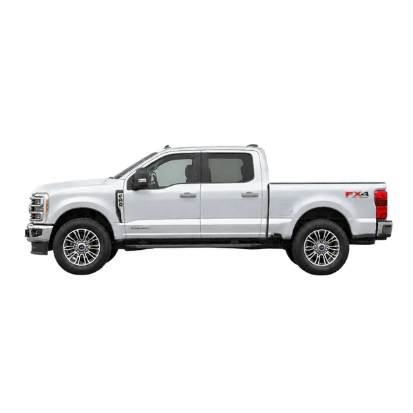 Ford F-250 2023 prata, vista lateral (voltada para a esquerda)