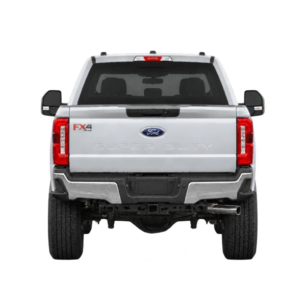 Ford F-250 2025 en plateado, vista trasera
