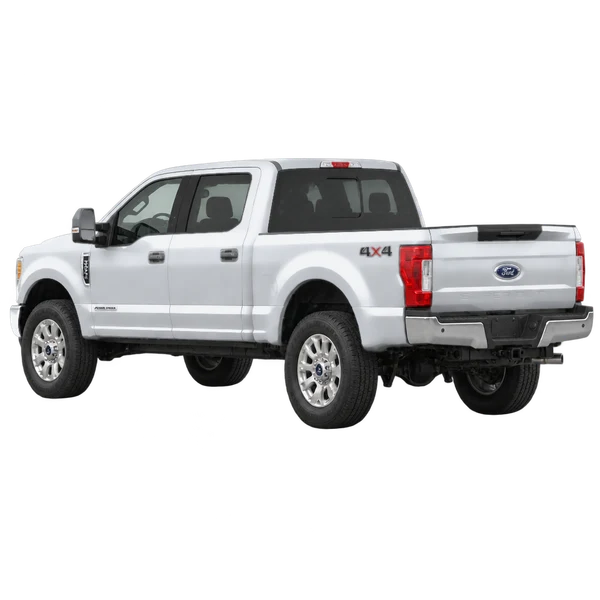 2021 Ford F-350 in Silber, Ansicht: Dreiviertelansicht von hinten (nach links gerichtet)