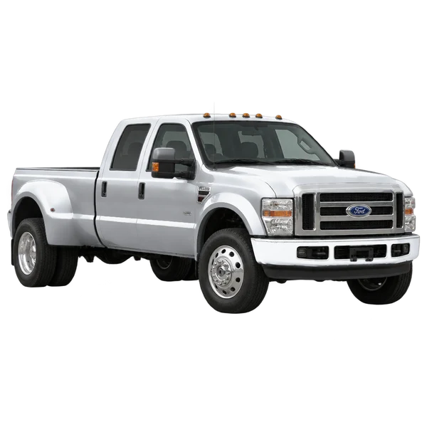 Ford F-450 2008 prata, vista dianteira em três quartos (voltada para a esquerda)