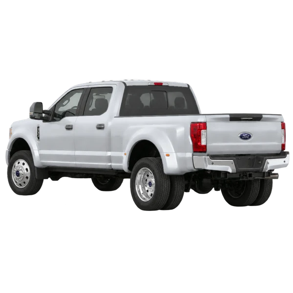 2021 Ford F-450 in Silber, Ansicht: Dreiviertelansicht von hinten (nach links gerichtet)