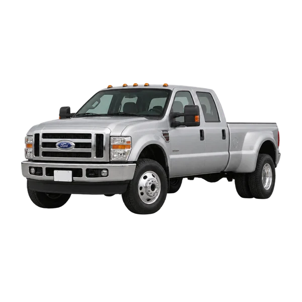 Ford F-550 2010 prata, vista dianteira em três quartos (voltada para a esquerda)