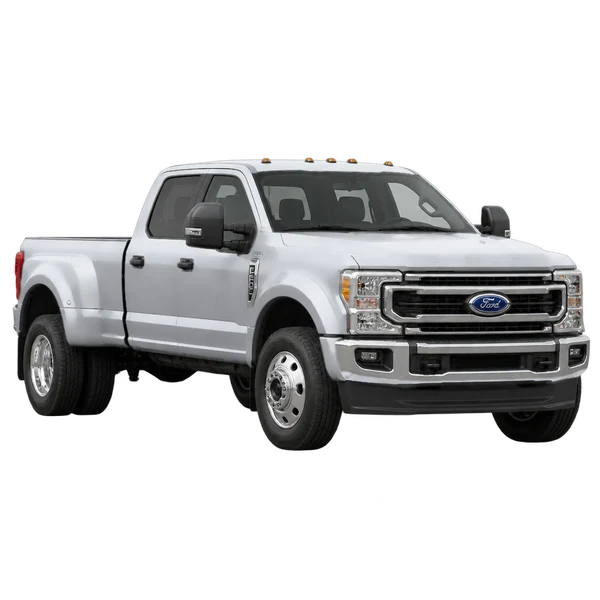 Ford F-550 2021 prata, vista dianteira em três quartos (voltada para a esquerda)
