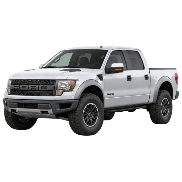 silver 2010 Ford F150 Raptor front three-quarter (facing left) view