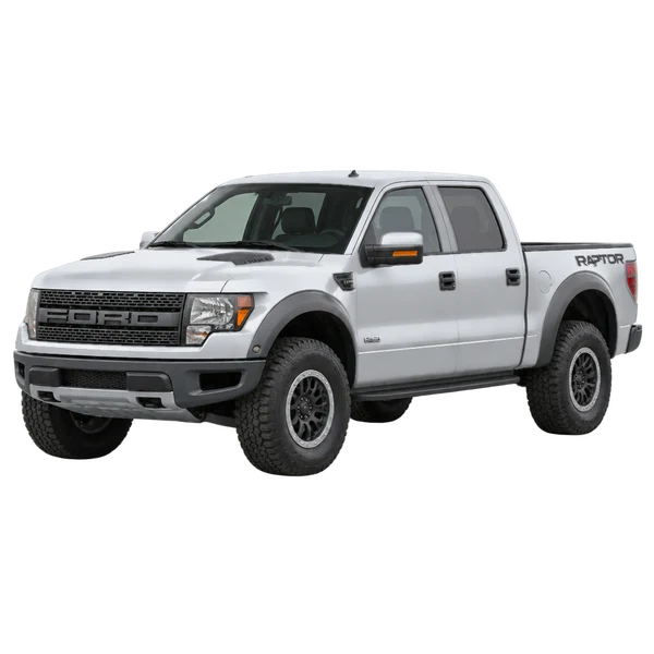 silver 2012 Ford F150 Raptor front three-quarter (facing left) view