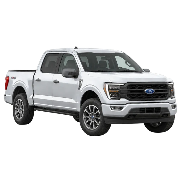Ford F150 2025 prata, vista três quartos dianteiro (voltado para a direita)