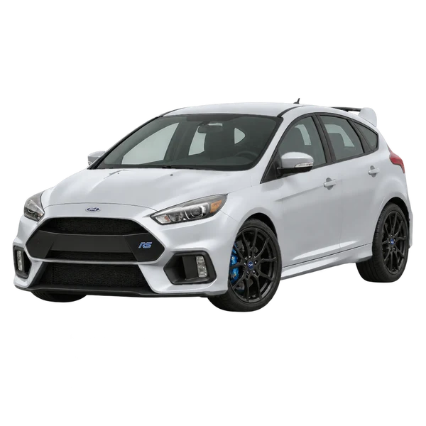 Ford Focus RS 2017 prata, vista dianteira em três quartos (voltada para a esquerda)