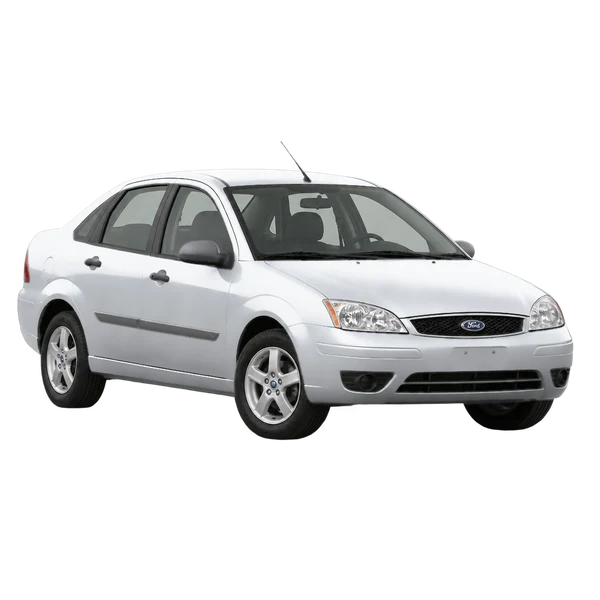 Ford Focus 2007 en plateado, vista frontal tres cuartos (hacia la izquierda)