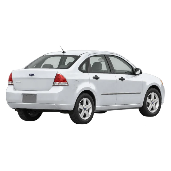Ford Focus 2011 prata, vista traseira três quartos (voltada para a direita)