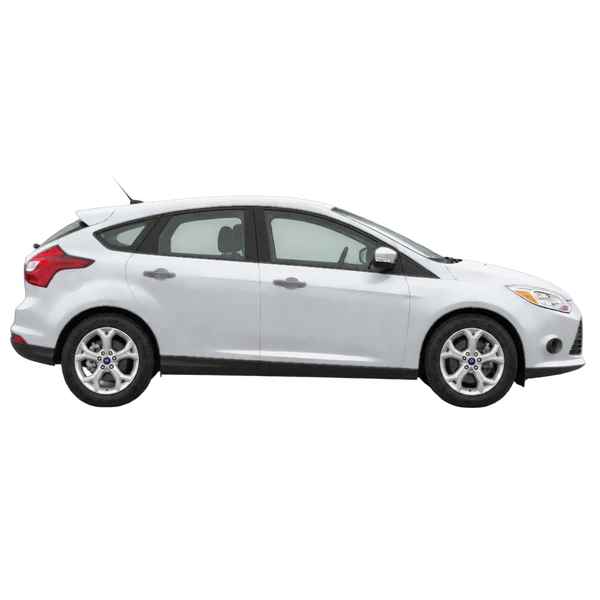 Ford Focus 2012 en plateado, vista lateral (hacia la derecha)
