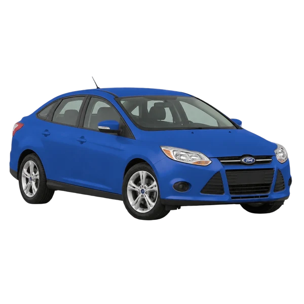 ブルーの2017 Ford Focus(フロントスリークォーター(左向き)ビュー)