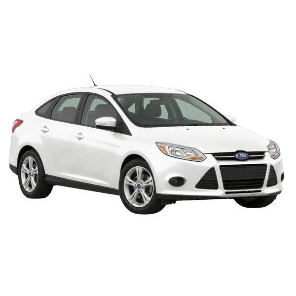 ホワイトの2018 Ford Focus（フロントスリークォーター(左向き)ビュー）