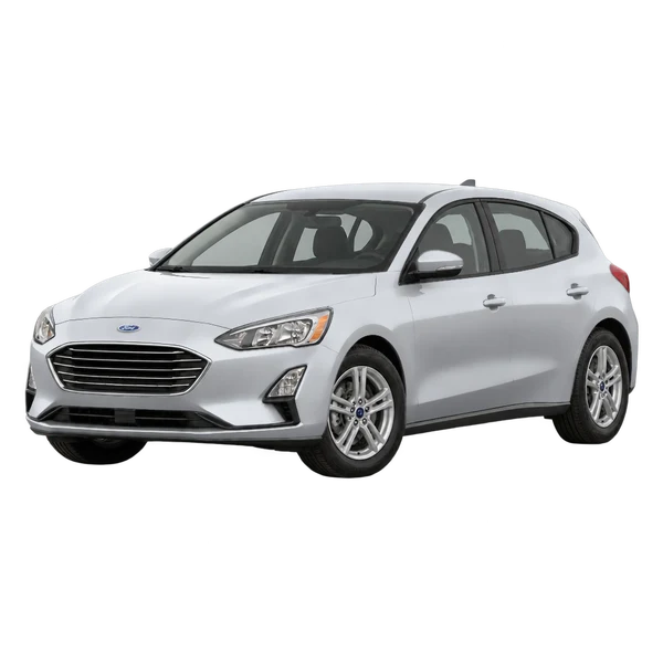 Ford Focus 2020 en plateado, vista frontal tres cuartos (hacia la izquierda)