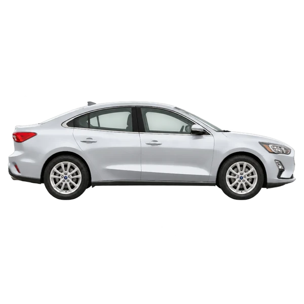 Ford Focus 2021 en plateado, vista lateral (hacia la derecha)
