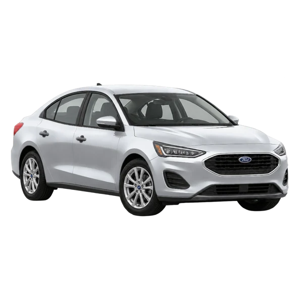 Ford Focus 2022 en plateado, vista frontal tres cuartos (hacia la izquierda)