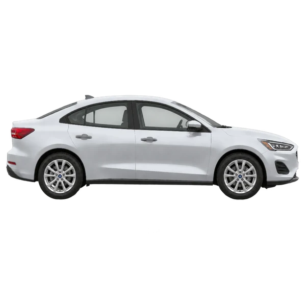 Ford Focus 2022 en plateado, vista lateral (hacia la derecha)