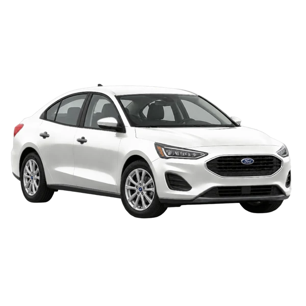 Ford Focus 2022 en blanco, vista frontal tres cuartos (hacia la izquierda)
