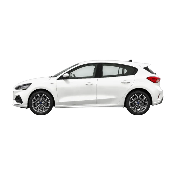 Ford Focus 2022 en blanco, vista lateral (mirando a la izquierda)