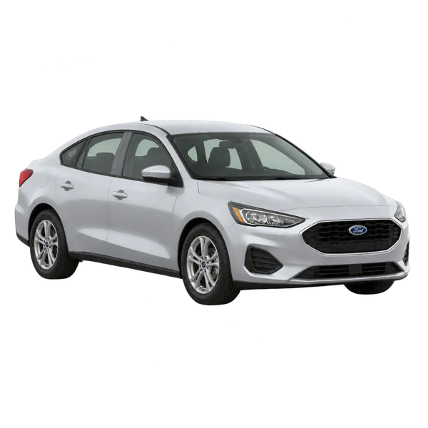 Ford Focus 2023 en plateado, vista frontal tres cuartos (hacia la izquierda)